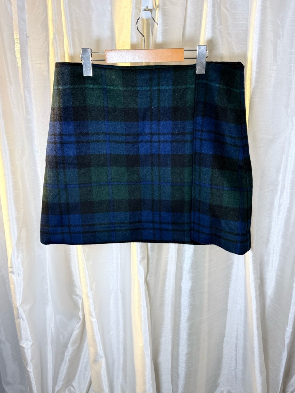 GAP Wool Blue & Green Plaid Mini Skirt Large Tall